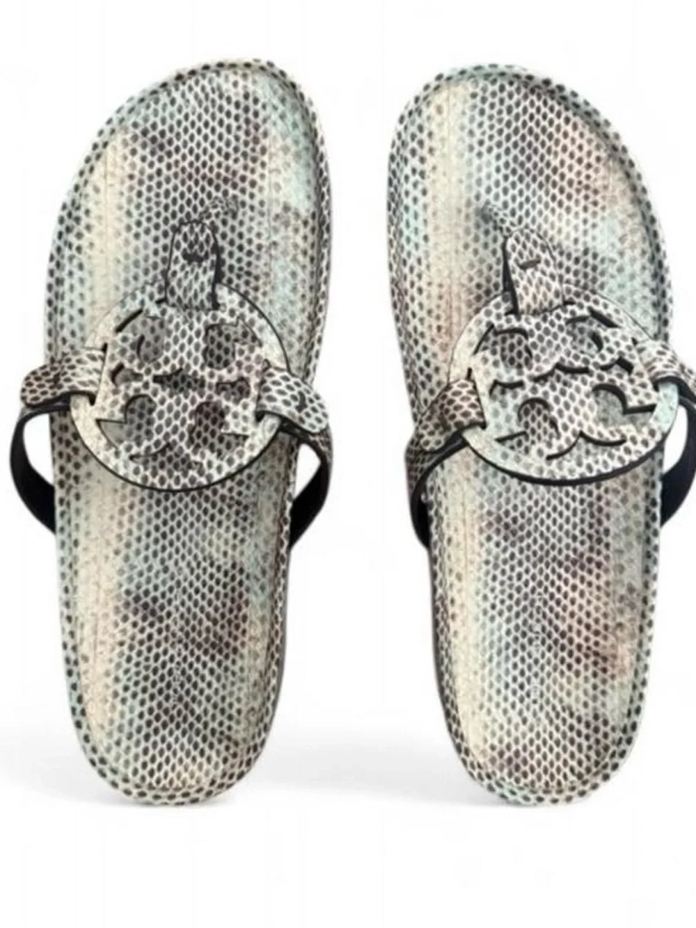 Tory Burch Miller Cloud Lug Sandals Seaside Roccia Snakeskin, Sawtooth Sole, 9